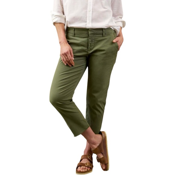NWT Frank & Eileen Wicklow Italian Performance Twill Crop Chinos Pants Army 00 - Picture 1 of 7